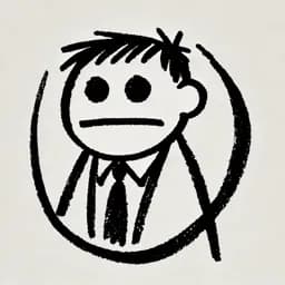 A circular brush drawing of Dave with his familiar flat expression.